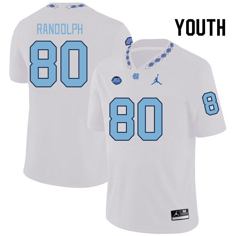Youth #80 Julien Randolph North Carolina Tar Heels College Football Jerseys Stitched Sale-White